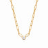 Collier solitaire plaqué or & maille trombone 