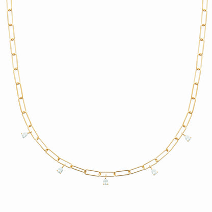 Collier trombone plaqué or &amp; brillants 