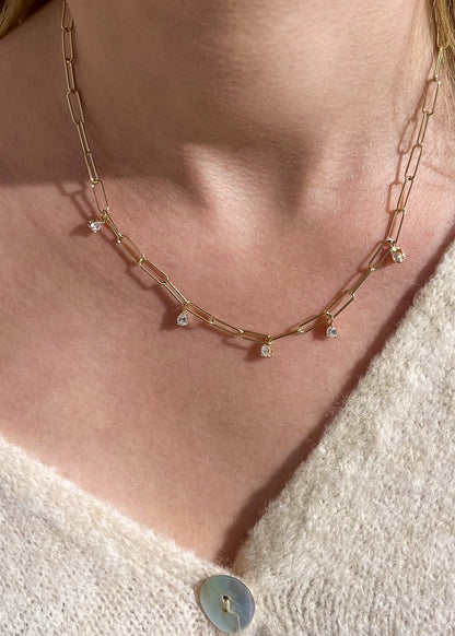 Collier trombone plaqué or &amp; brillants 