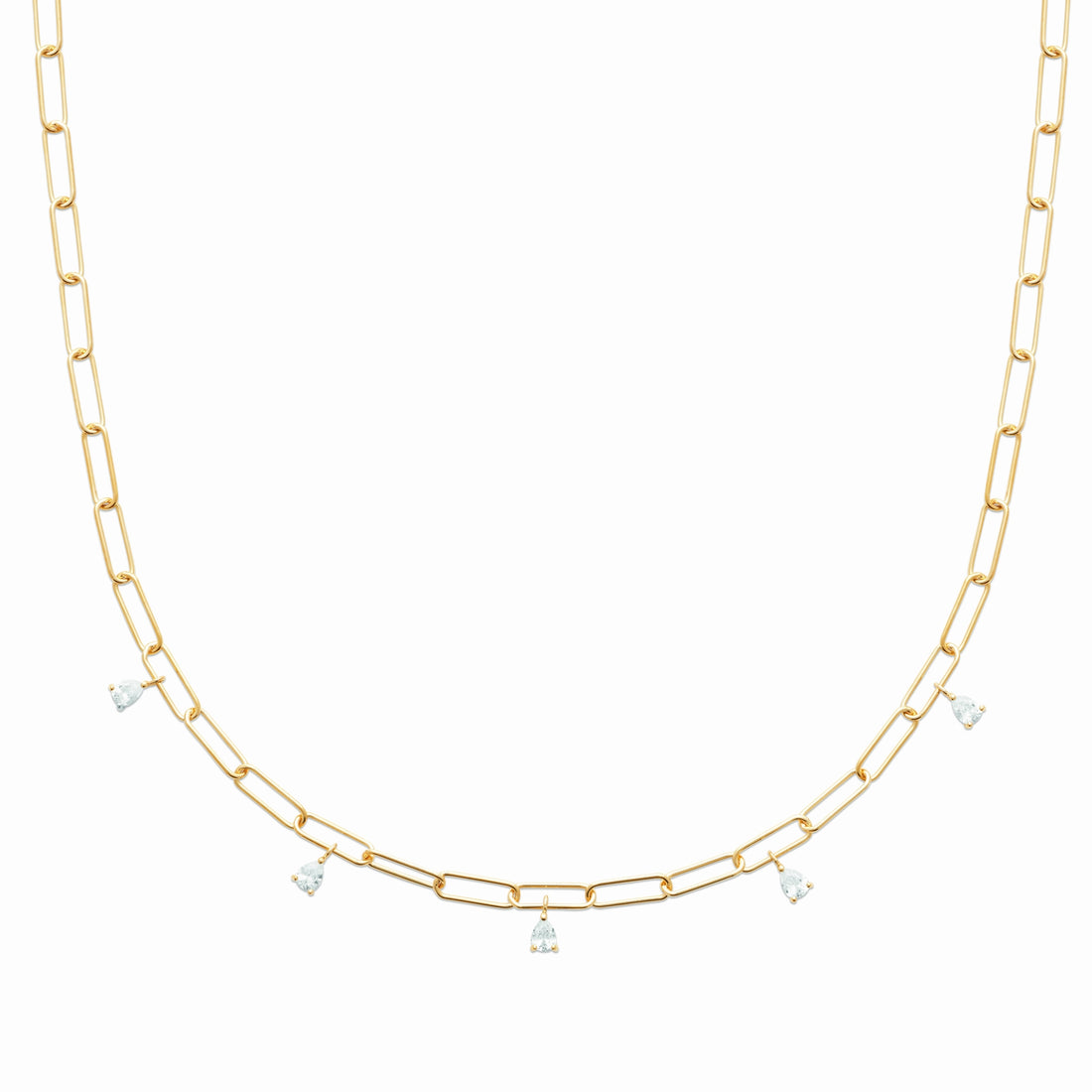 Collier trombone plaqué or &amp; brillants 