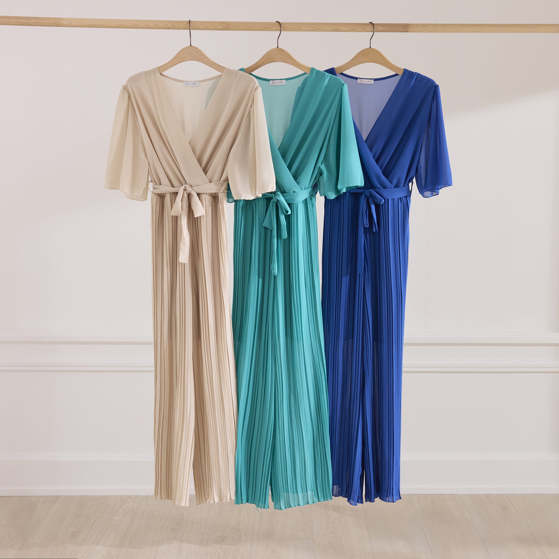 Combinaison longue plissée Pénélope – élégance fluide BEIGE