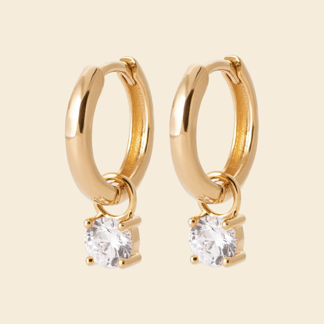 Créoles 12 mm plaqué or zircon