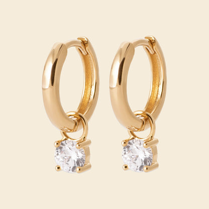 Créoles 12 mm plaqué or zircon 