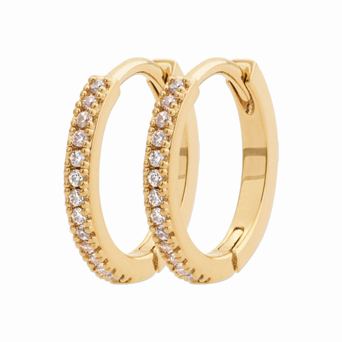 Créoles 14 mm plaqué or &amp; brillants 