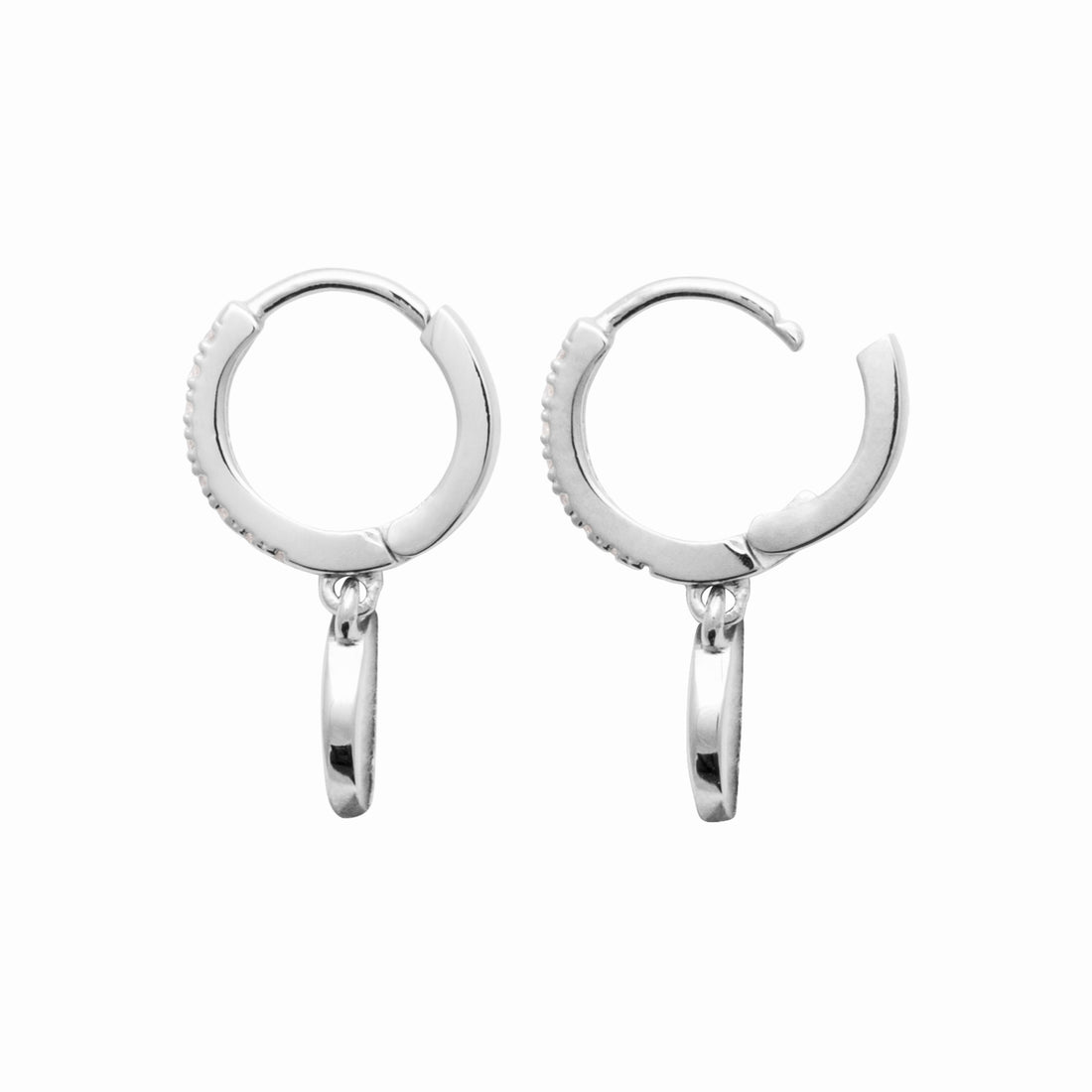 Créoles argent rhodié 10 mm - étoile polaire 