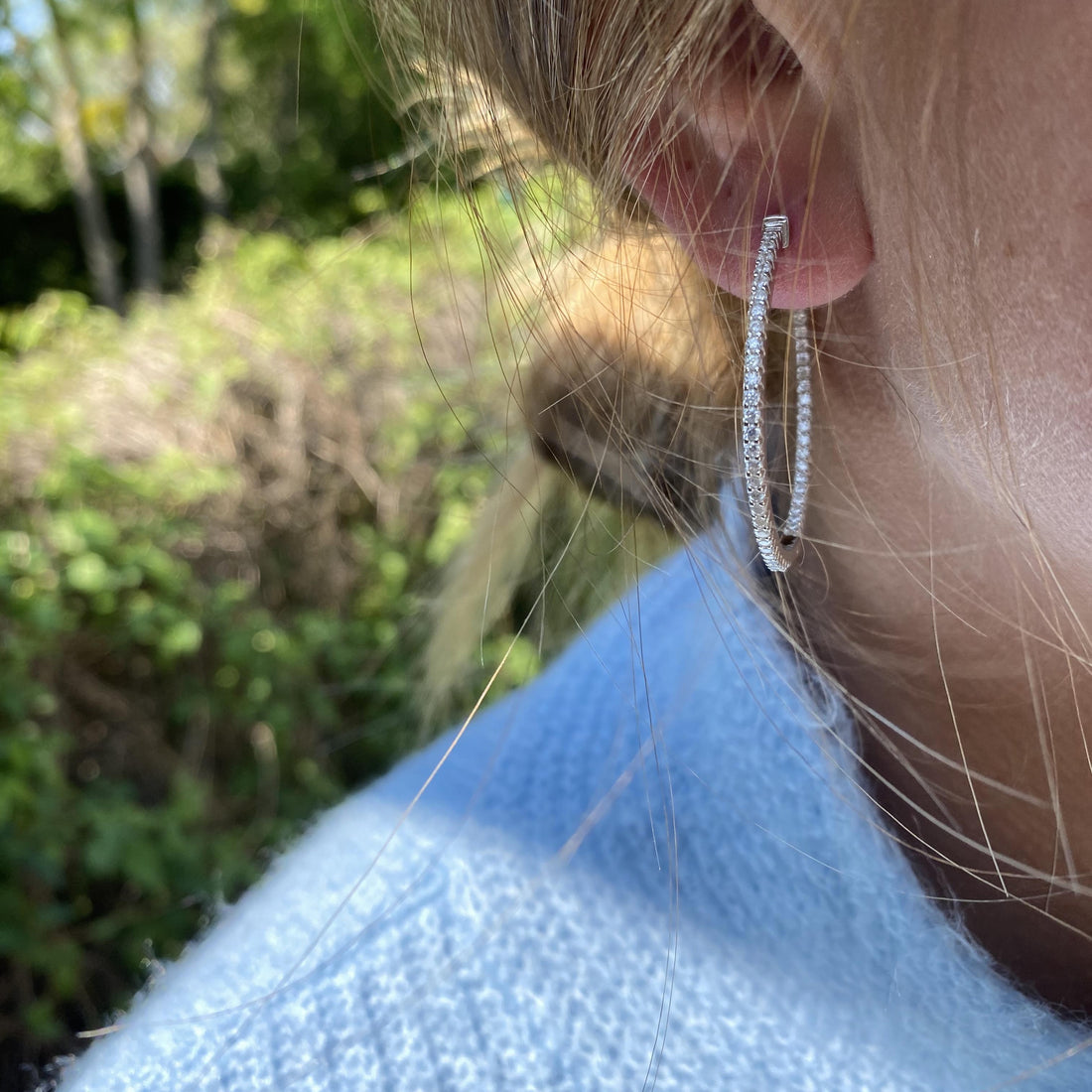 Créoles argent rhodié 35 mm