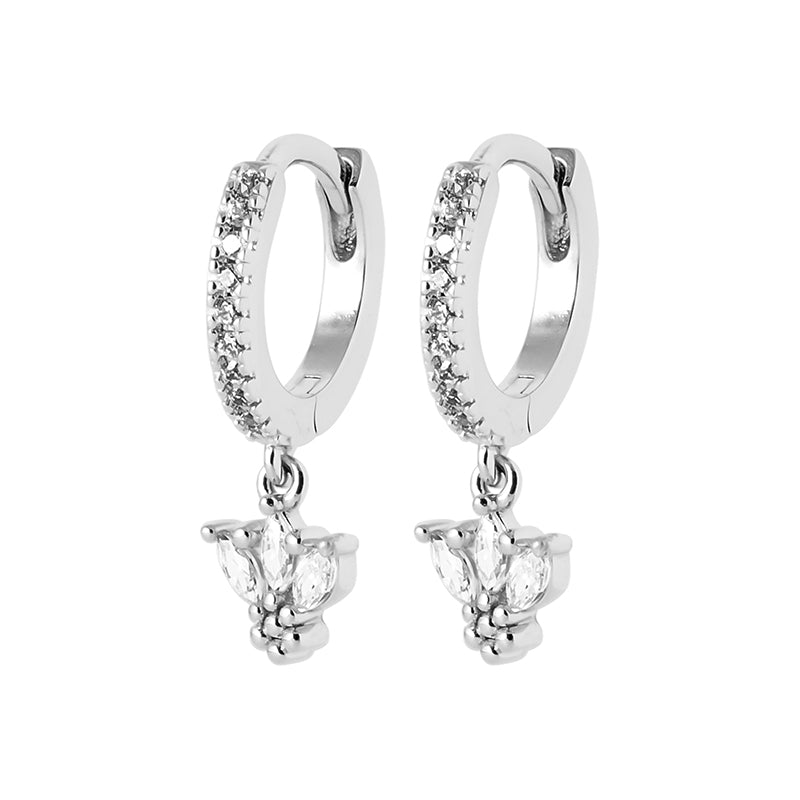Créoles argent rhodié & brillants 