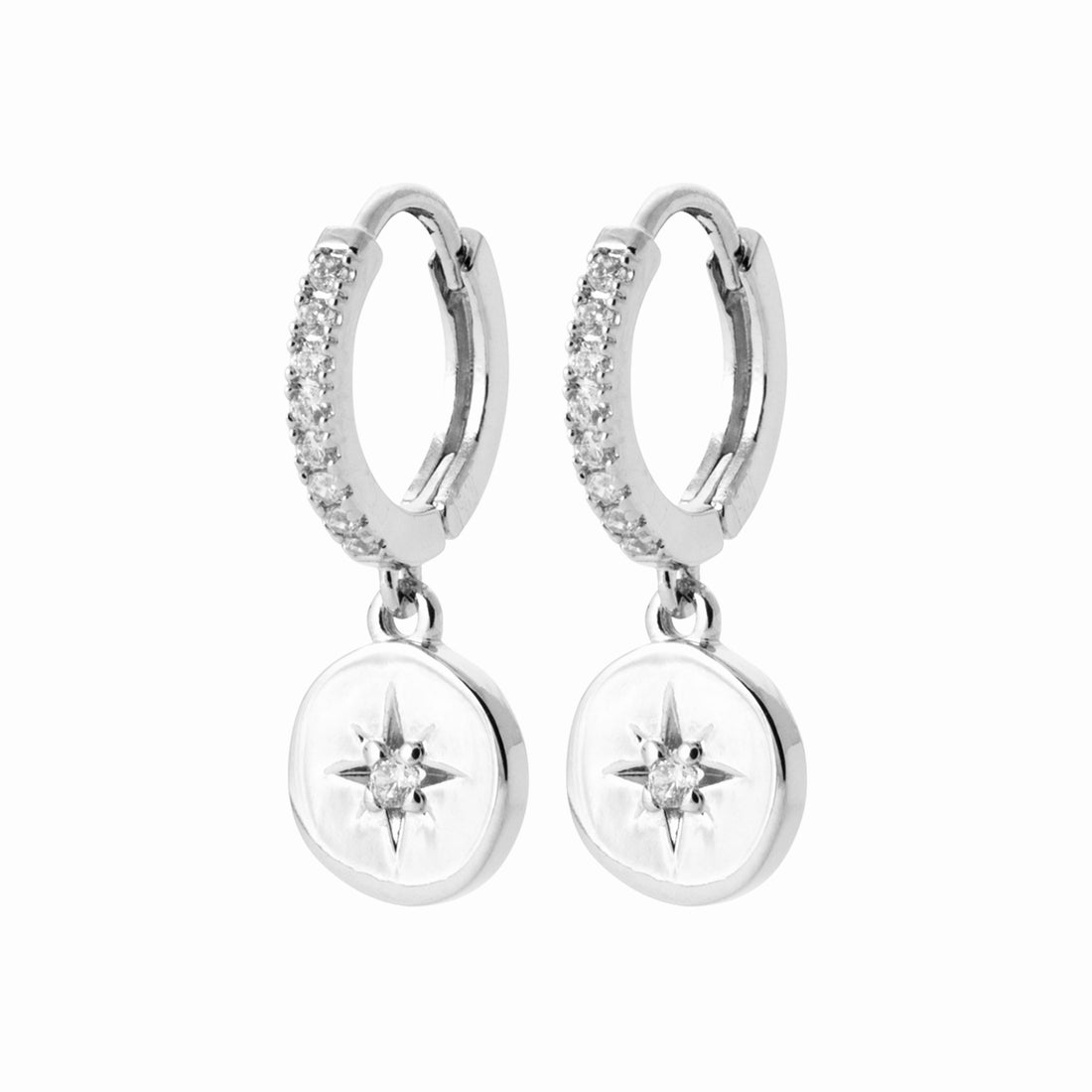 Créoles argent rhodié &amp; brillants 