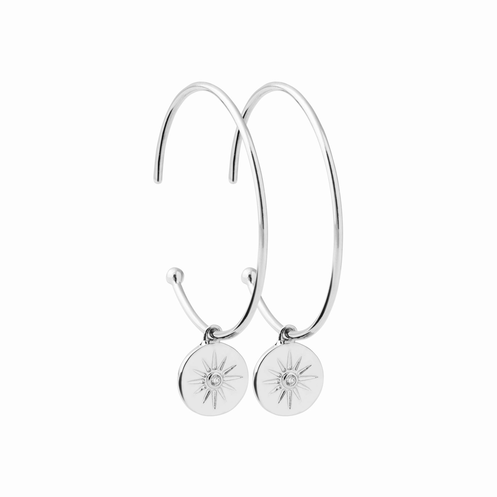 Créoles argent rhodié &amp; brillants 