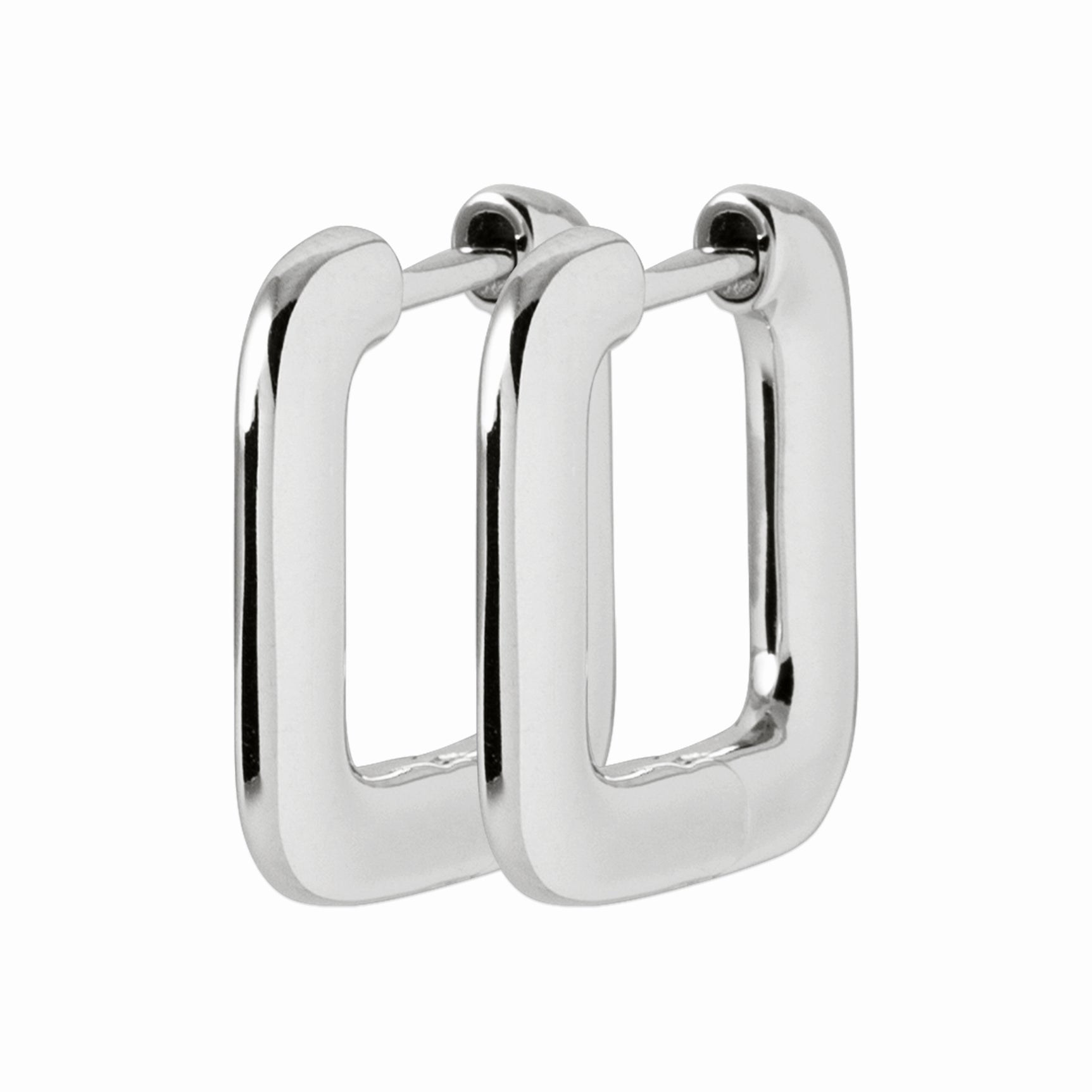 Créoles carrées argent rhodié 