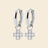 Créoles croix argent rhodié & brillants 
