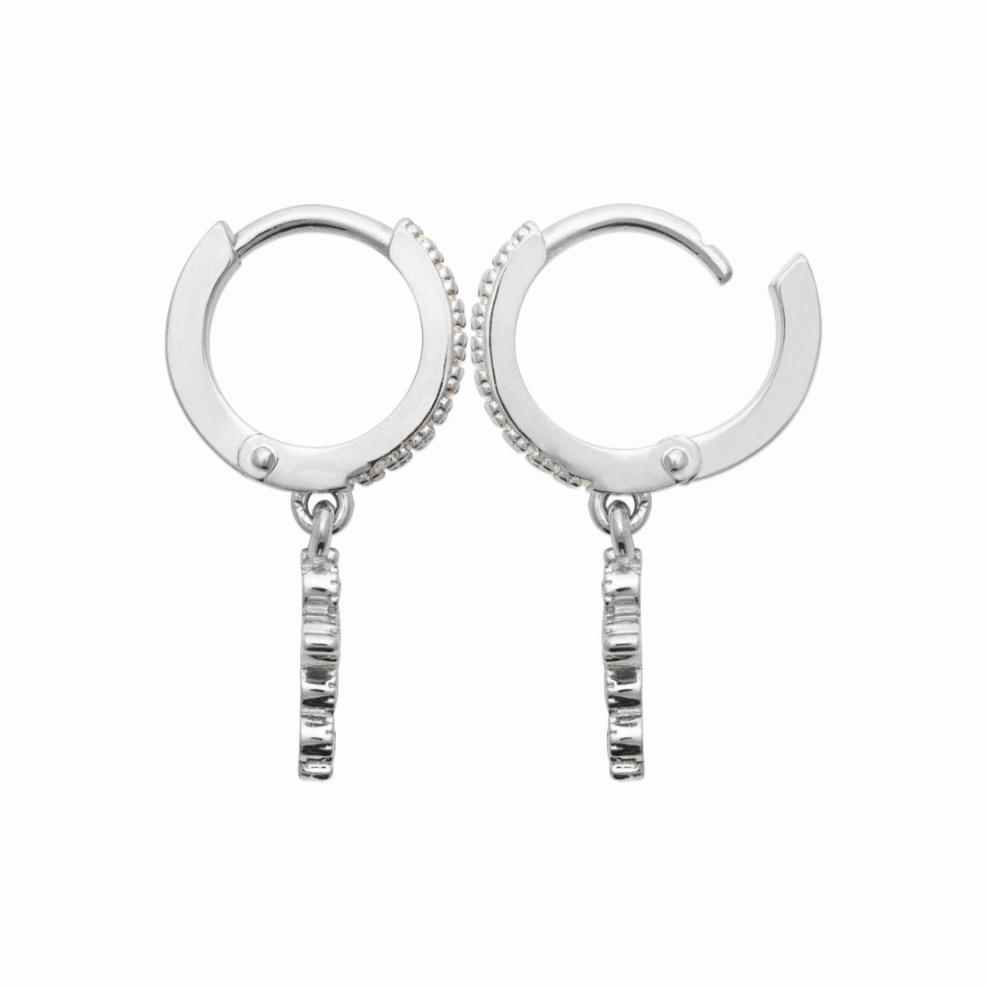 Créoles croix argent rhodié &amp; brillants 