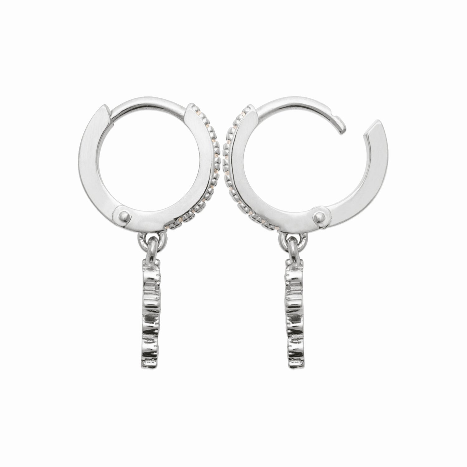 Créoles croix argent rhodié &amp; brillants 