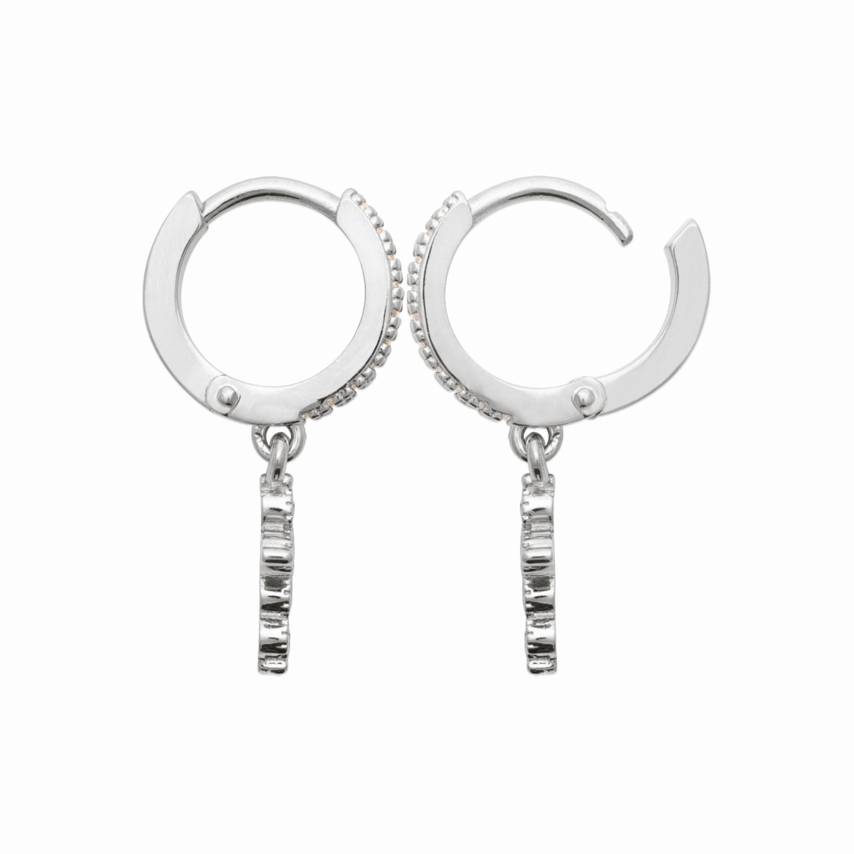 Créoles croix argent rhodié & brillants 