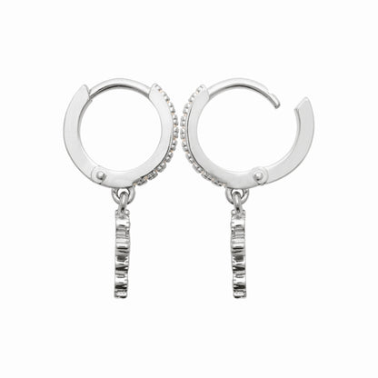 Créoles croix argent rhodié & brillants 