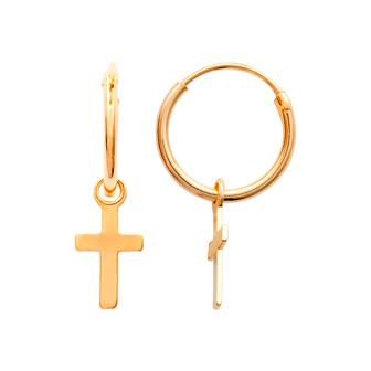 Créoles croix plaqué or 