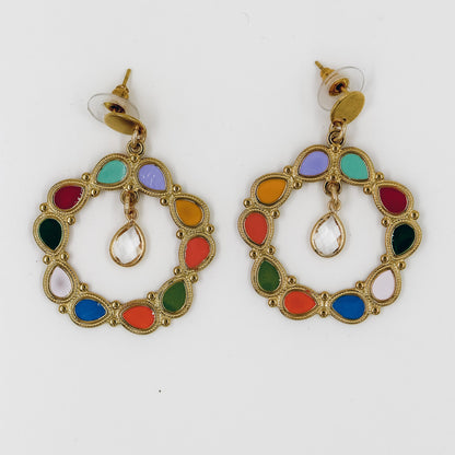 Créoles dorées émaillées Arlequin 