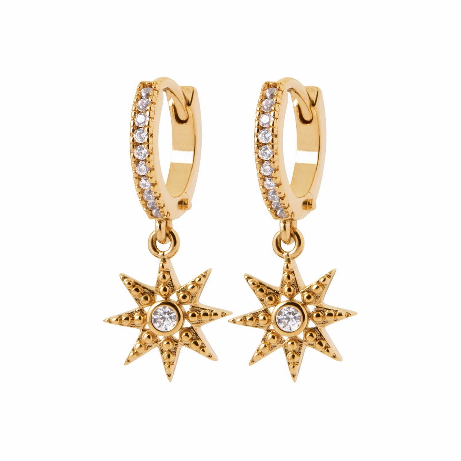 Créoles étoiles plaqué or 10mm - brillants 