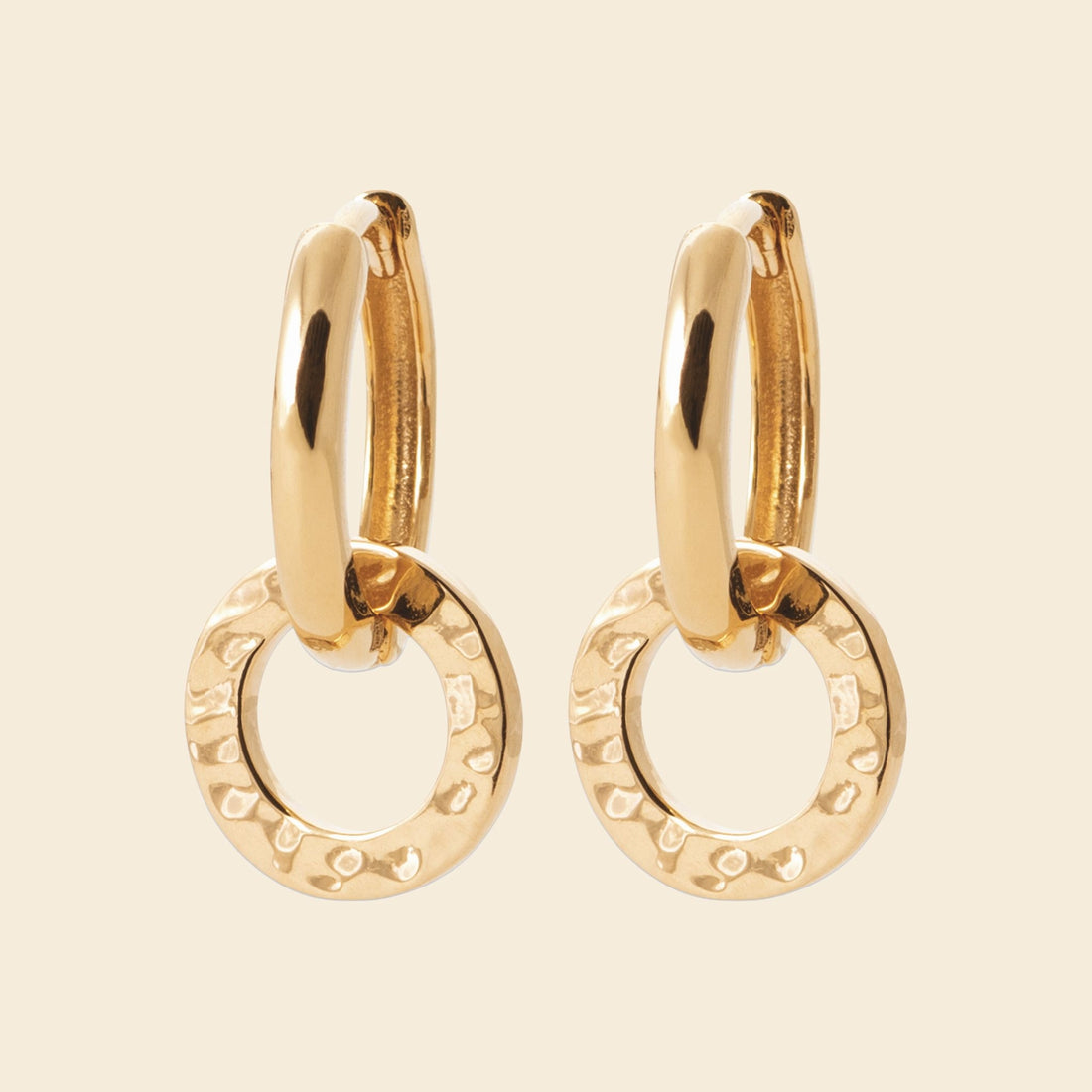 Créoles martelées plaqué or - 14 mm 