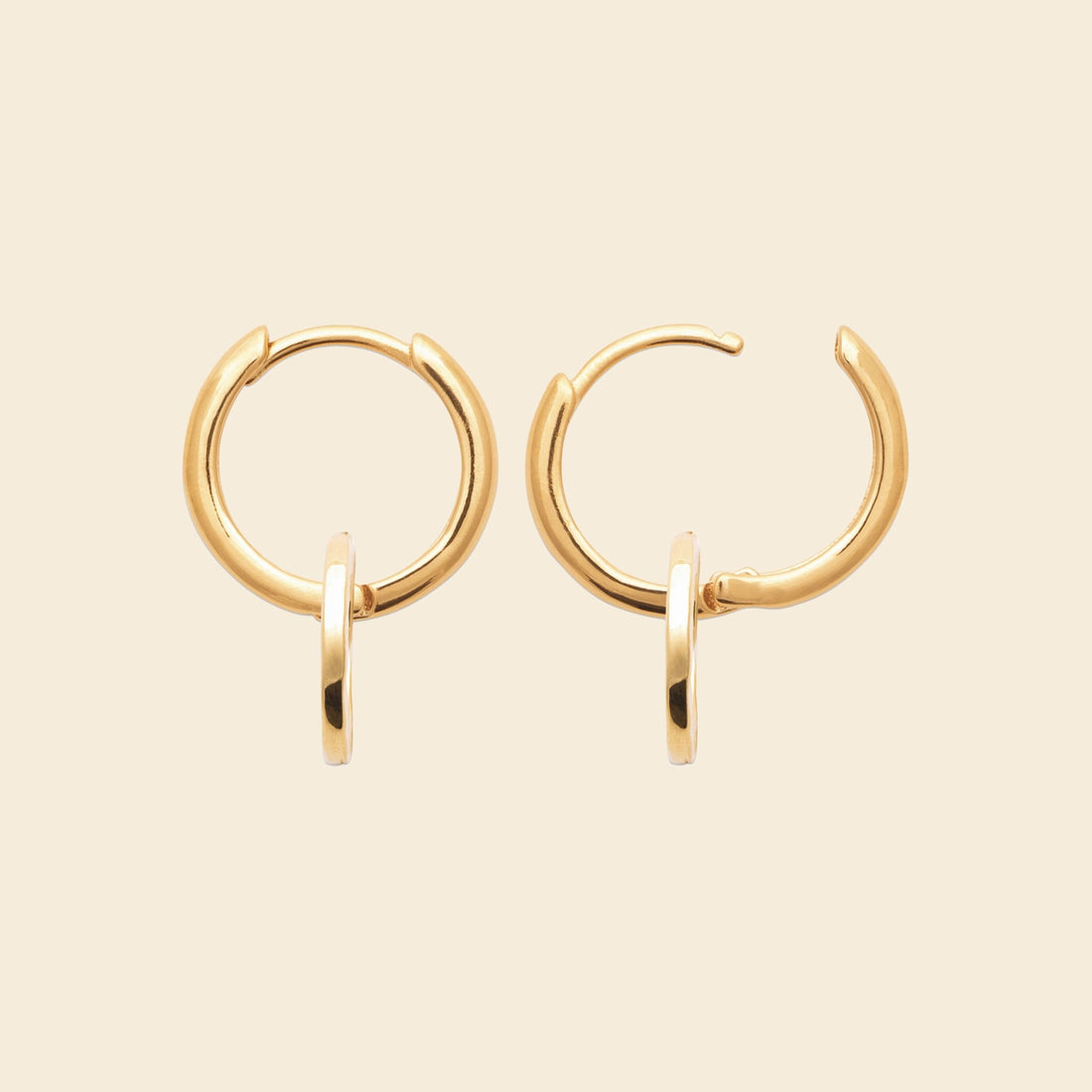 Créoles martelées plaqué or - 14 mm