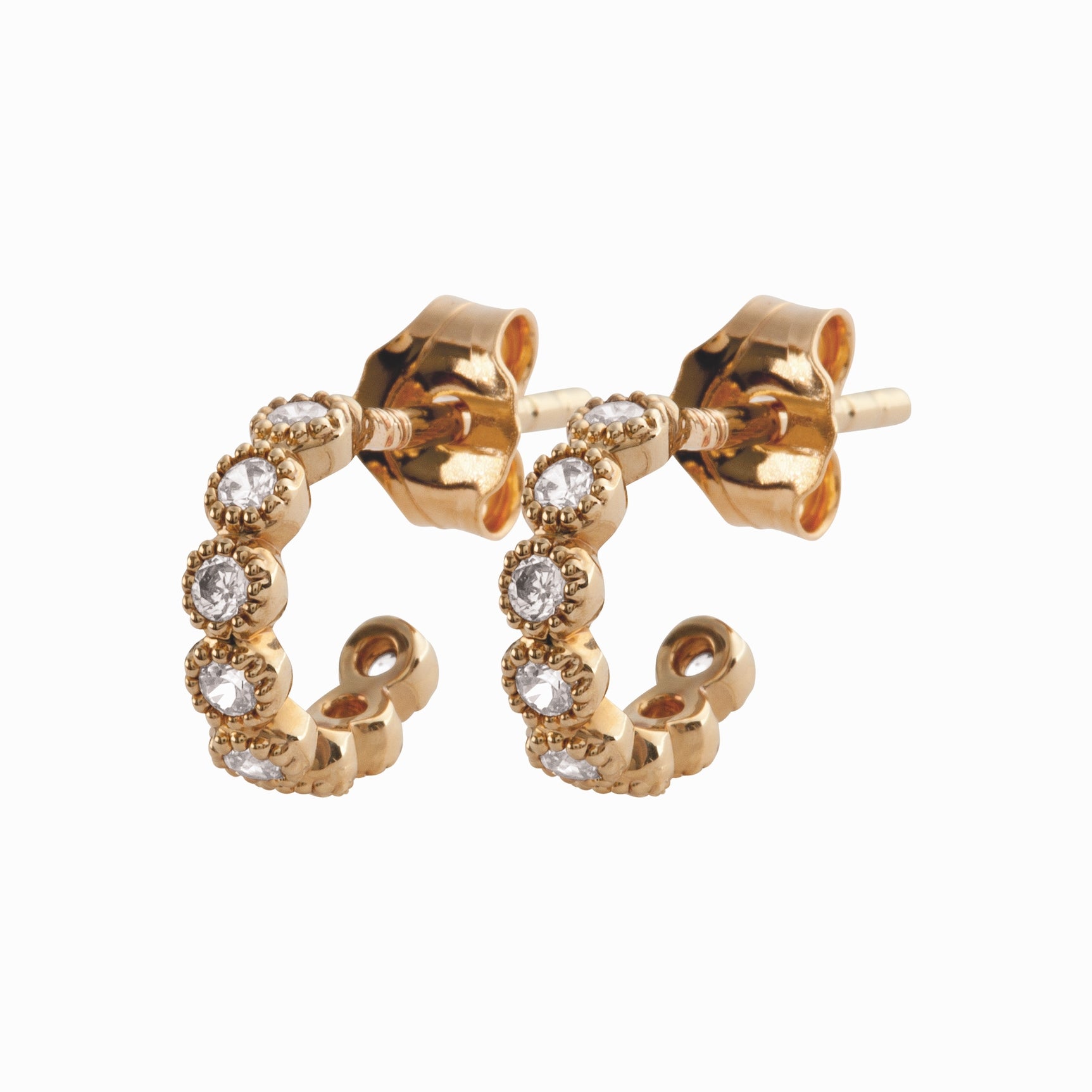 Créoles plaqué or 10 mm - brillants 
