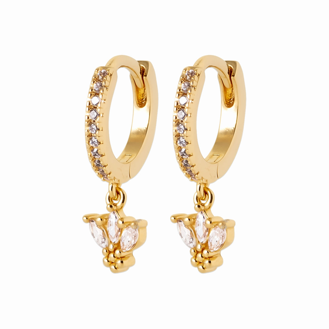 Créoles plaqué or 11 mm - pampille zircon