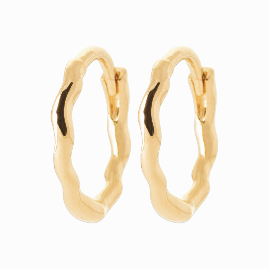 Créoles plaqué or 14 mm - ondulées 