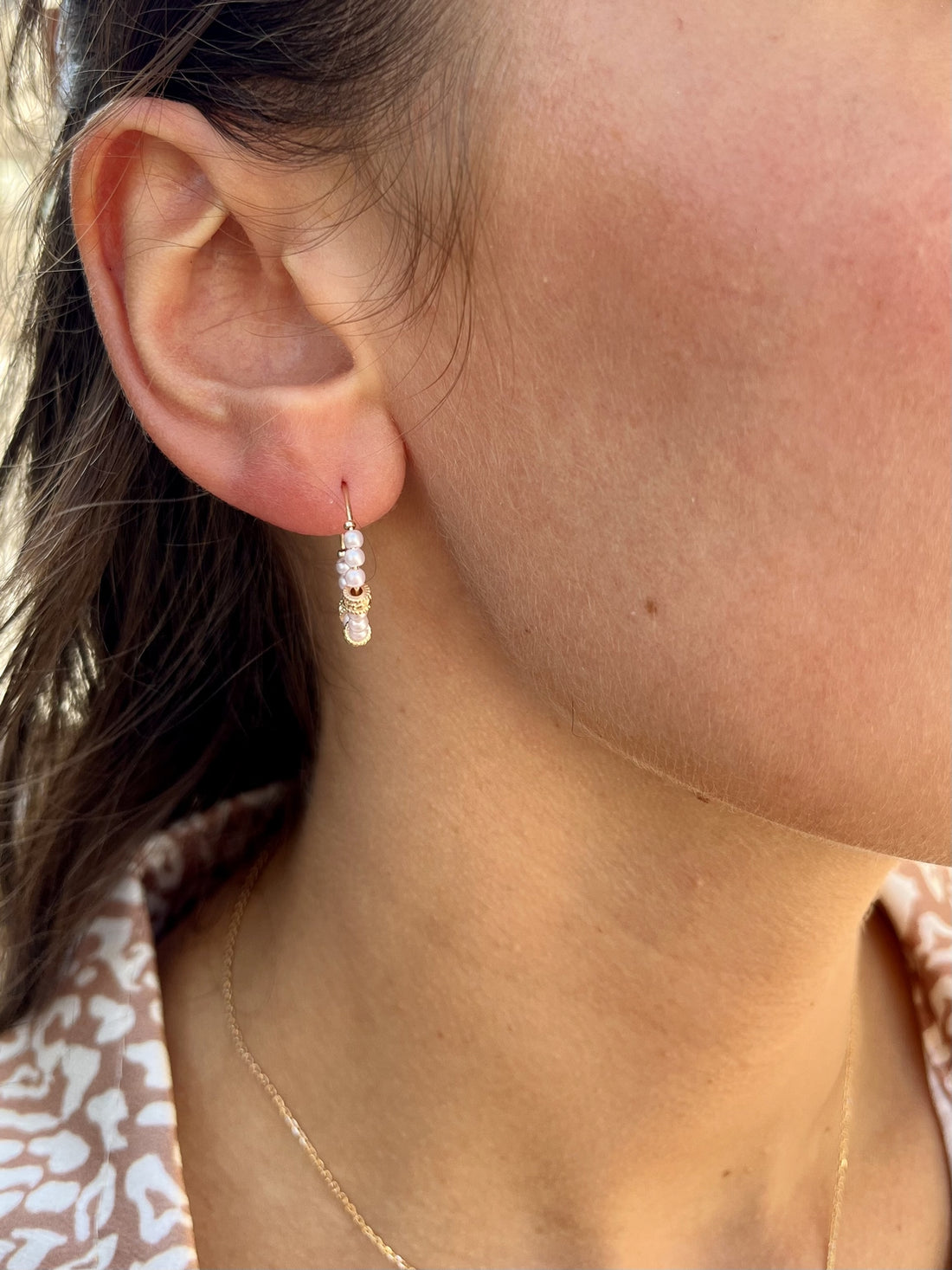 Créoles plaqué or 14mm - perles de nacre