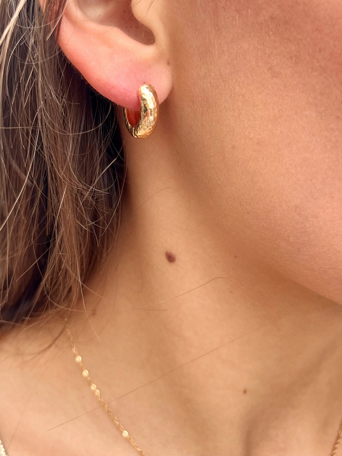 Créoles plaqué or 15 mm - martelées