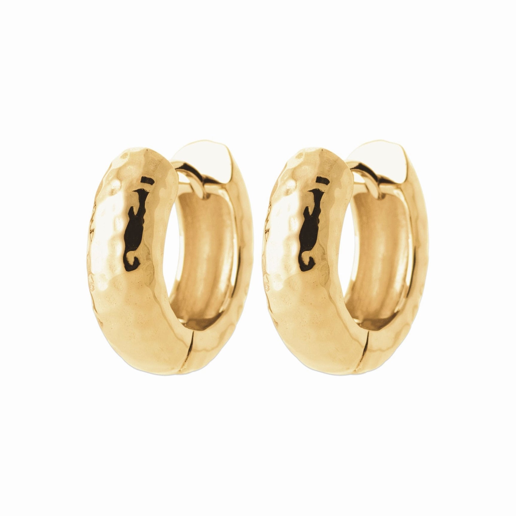 Créoles plaqué or 15 mm - martelées 