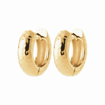 Créoles plaqué or 15 mm - martelées 
