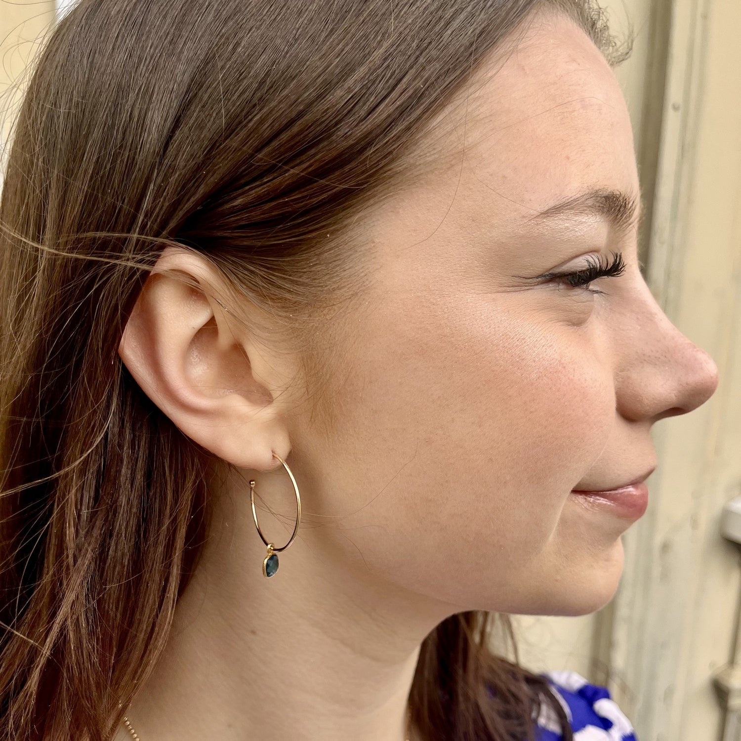Créoles plaqué or Laure CRISTAL AZUR