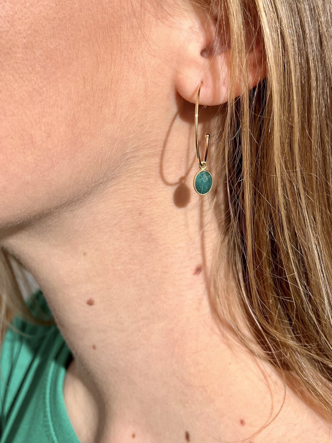 Créoles plaqué or Laure MALACHITE