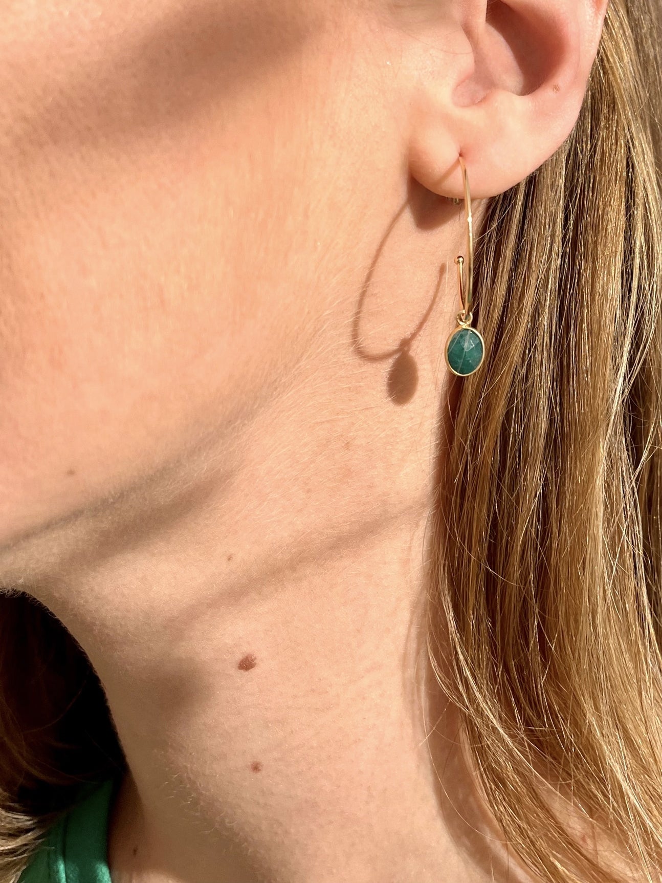 Créoles plaqué or Laure MALACHITE