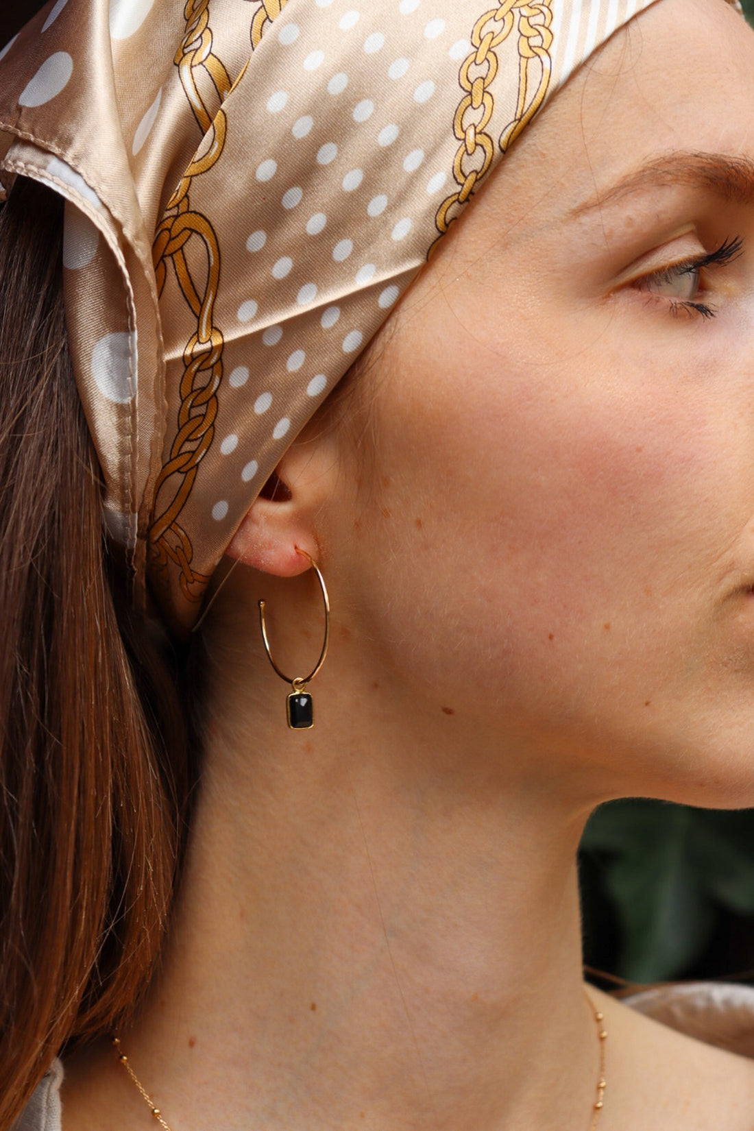 Créoles plaqué or Laure - onyx noire ONYX NOIR