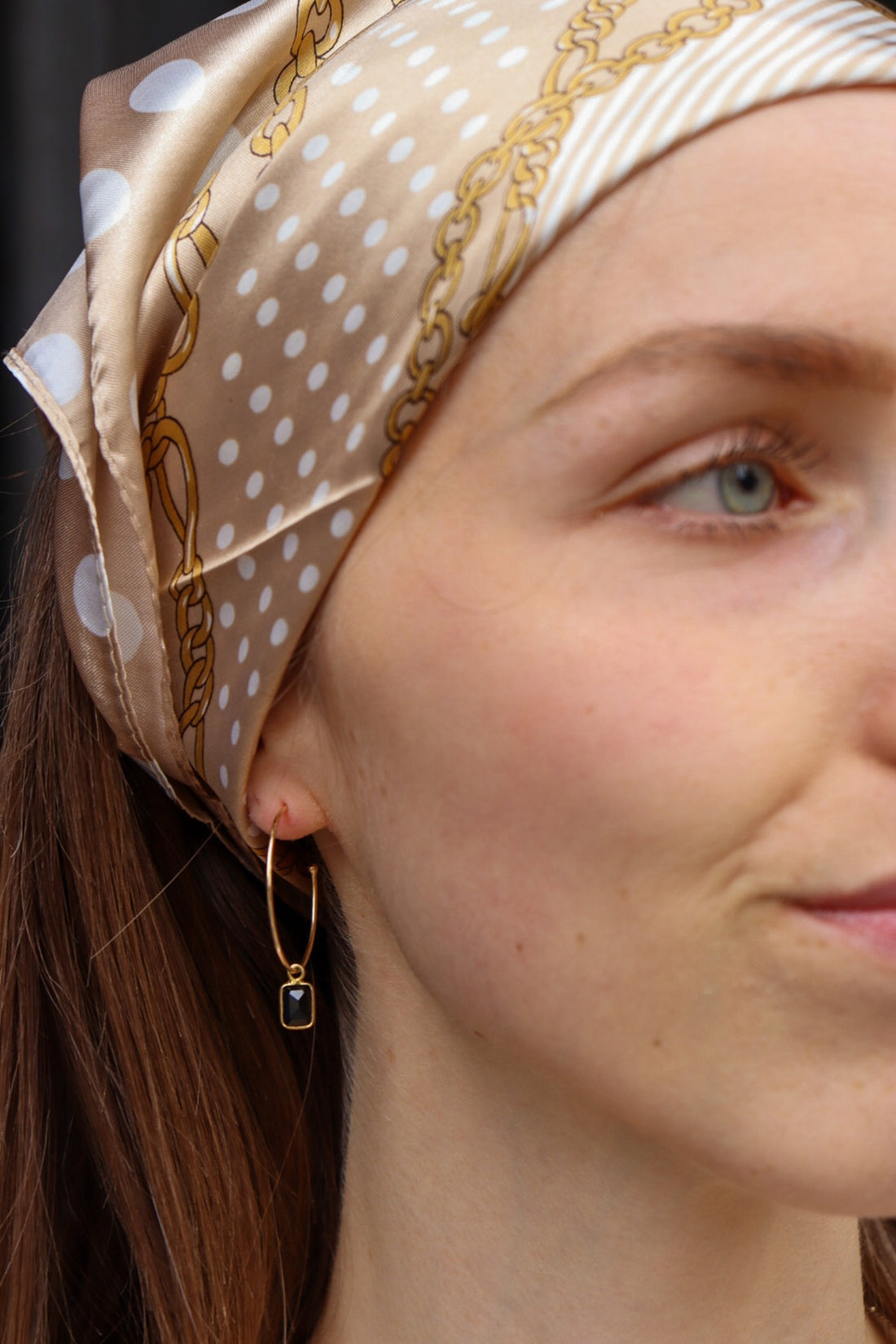 Créoles plaqué or Laure - onyx noire ONYX NOIR