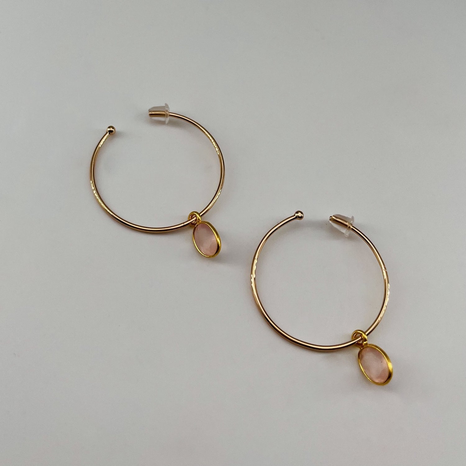 Créoles plaqué or Laure QUARTZ ROSE