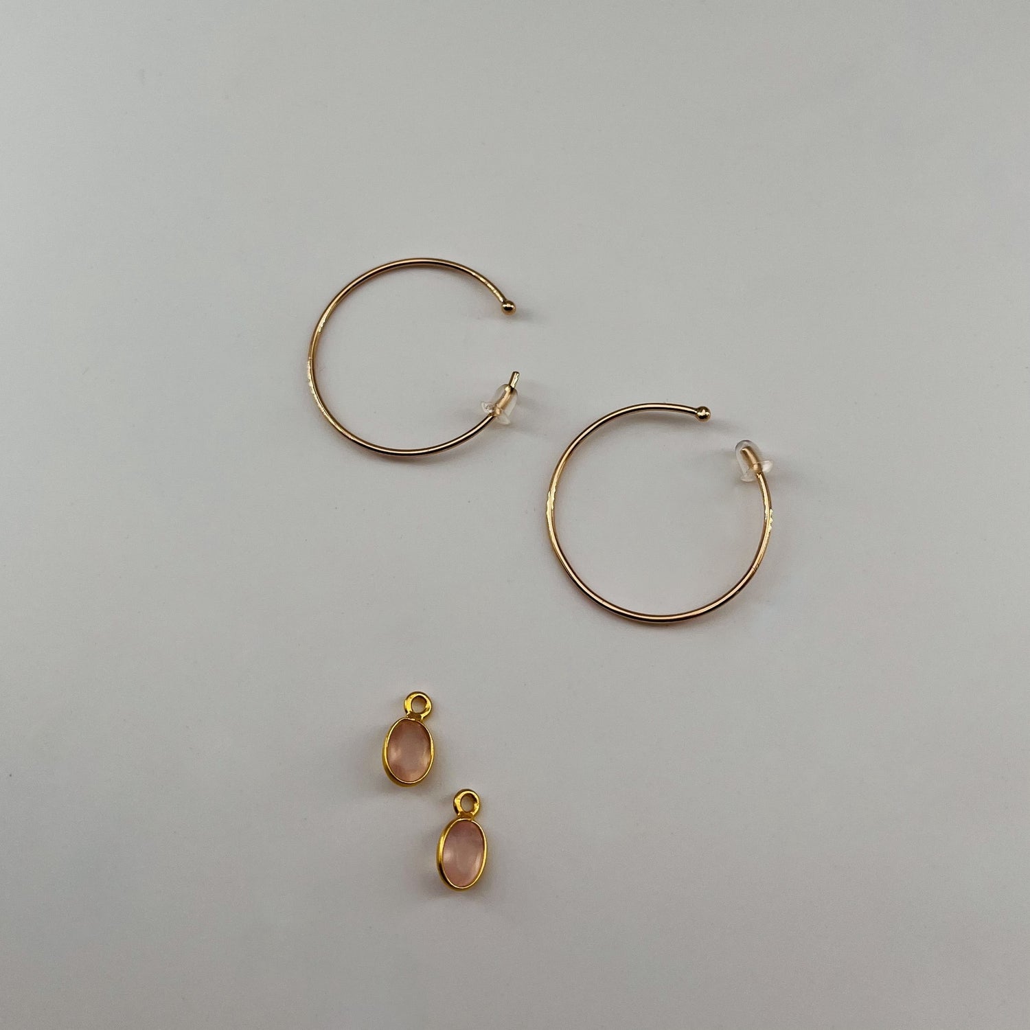 Créoles plaqué or Laure QUARTZ ROSE