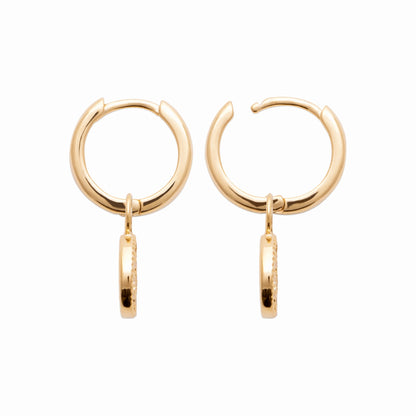 Créoles plaqué or - médaillon pavé de brillants 