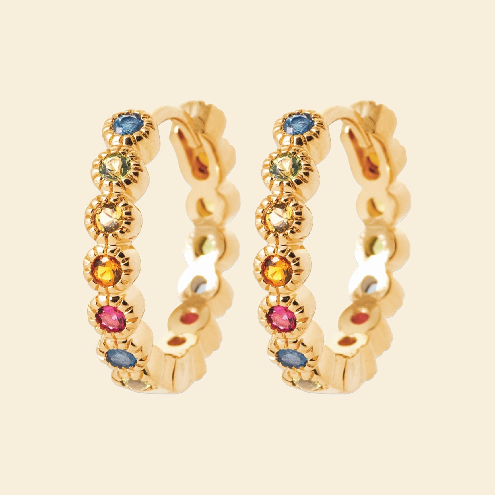 Créoles plaqué or - multicolores 