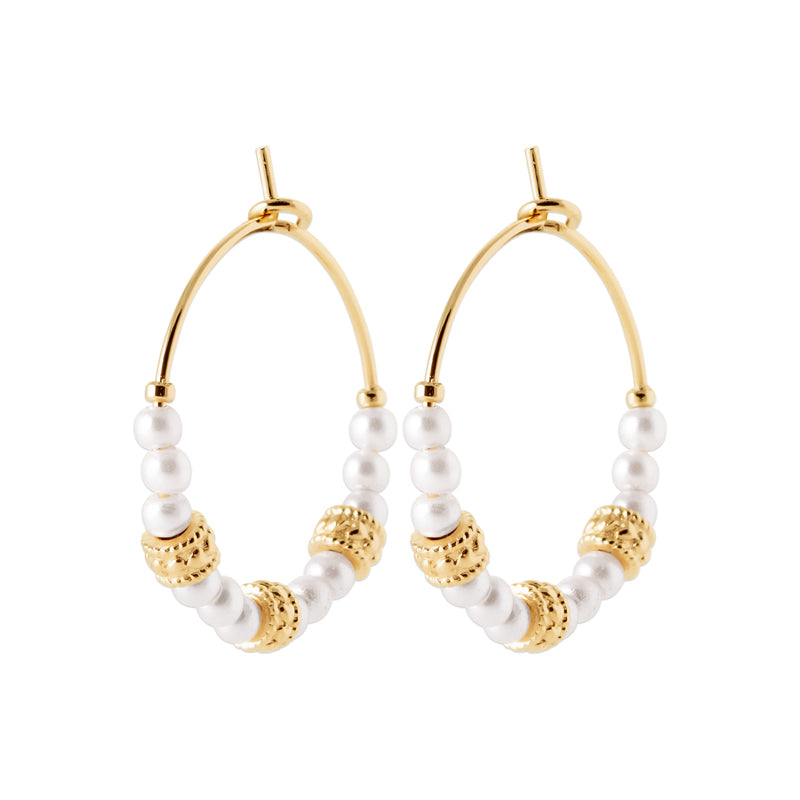 Créoles plaqué or &amp; perles de nacre 