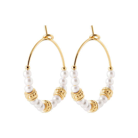 Créoles plaqué or & perles de nacre 