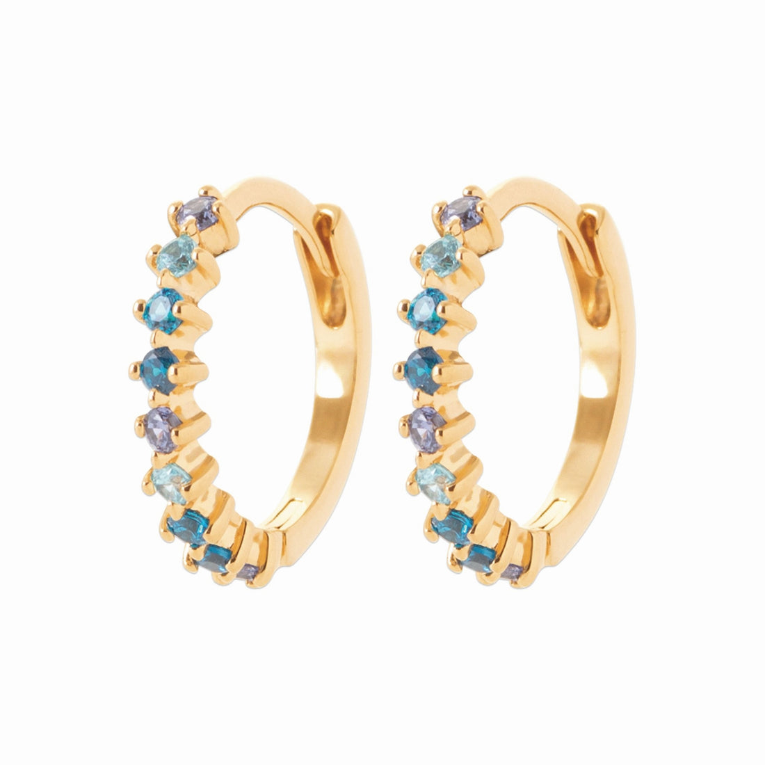 Créoles plaqué or - pierres bleues