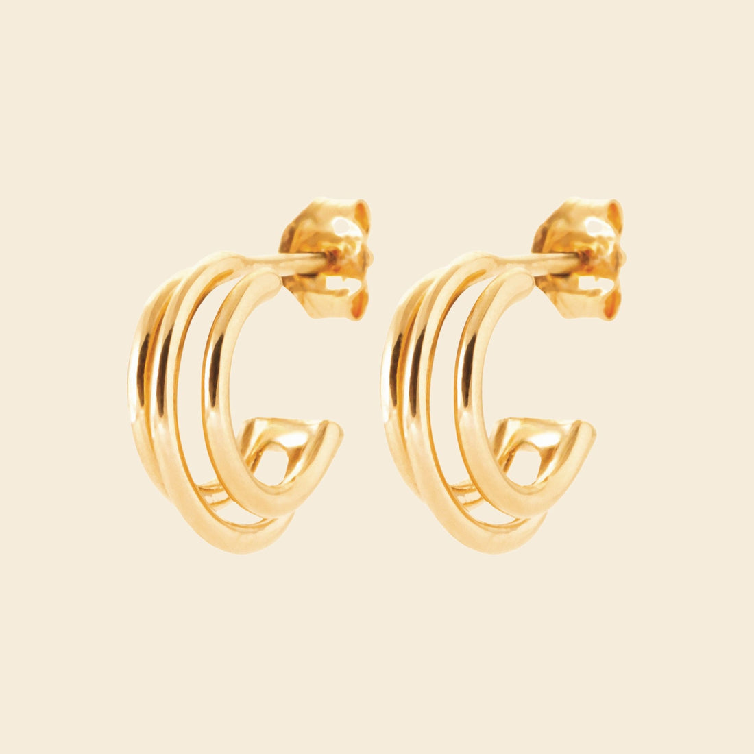 Créoles plaqué or - triples anneaux 