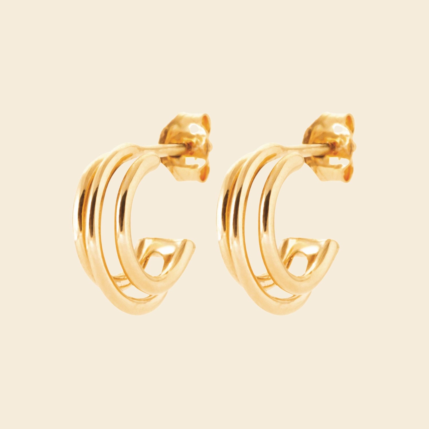 Créoles plaqué or - triples anneaux 