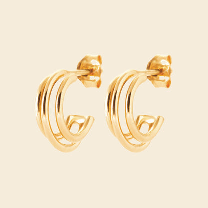 Créoles plaqué or - triples anneaux 