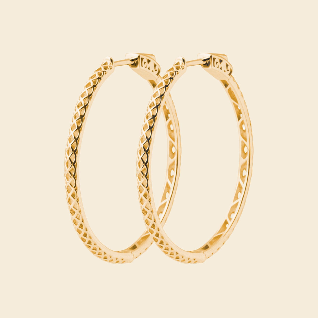 Créoles texturées plaqué or - 40 mm