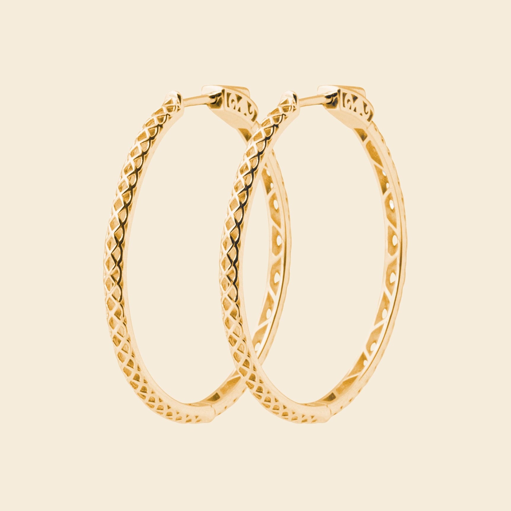 Créoles texturées plaqué or - 40 mm 