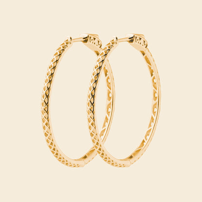 Créoles texturées plaqué or - 40 mm 