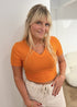 Crop top coton Chloé – col v ORANGE